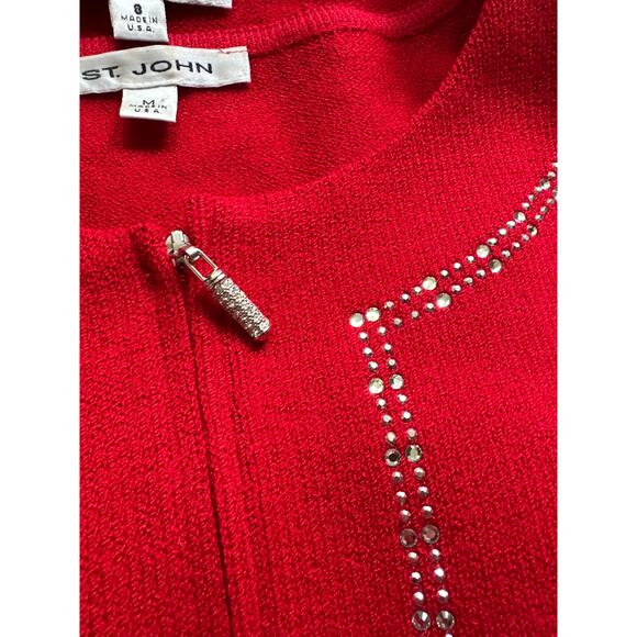 St. John Evening Jacket and Shell top Red jeweled crystals Medium 8 Set Sparkle - Picture 8 of 8
